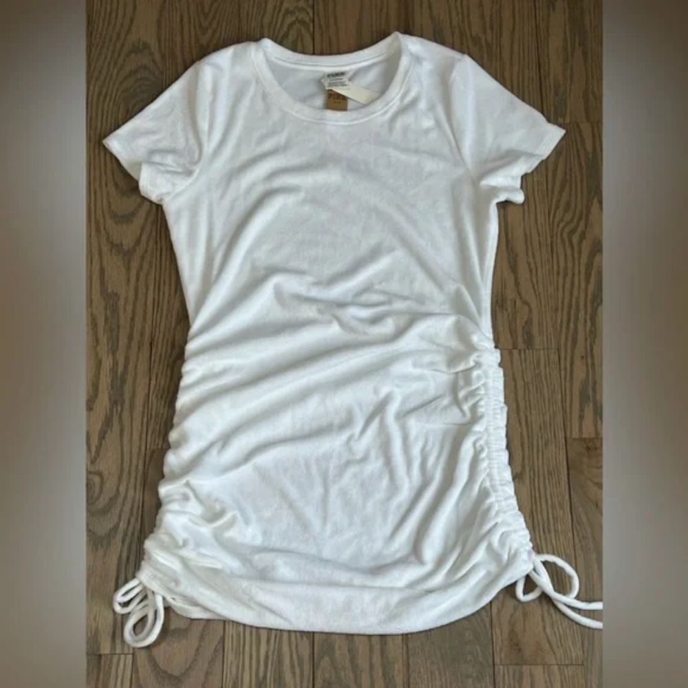 Victorias secret PINK white terry cloth ruched short sleeve tie dress cove up